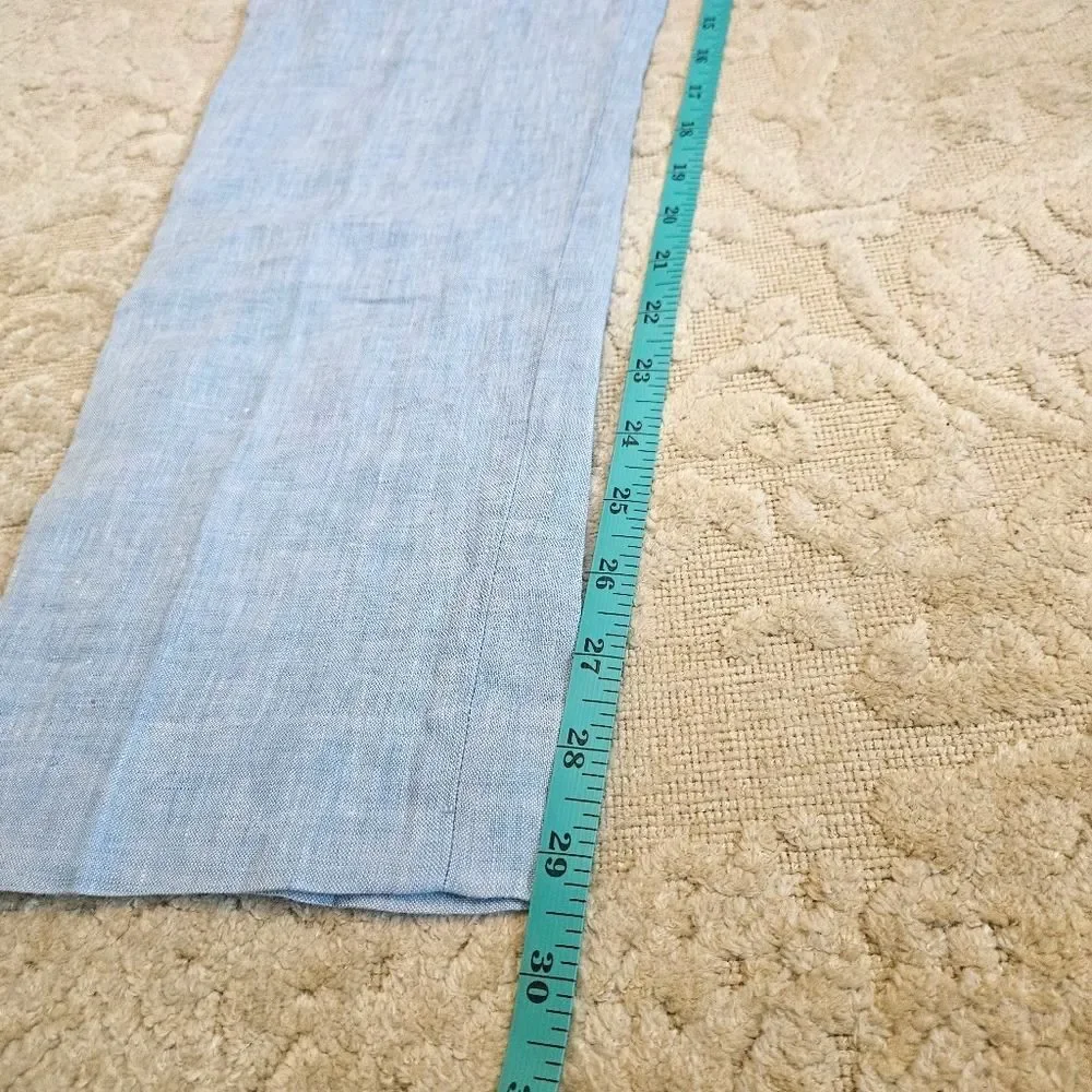 J.Crew Bowery Slim Fit, Baird McNutt Irish Linen Pants (Men’s 30x30 Blue) Preppy